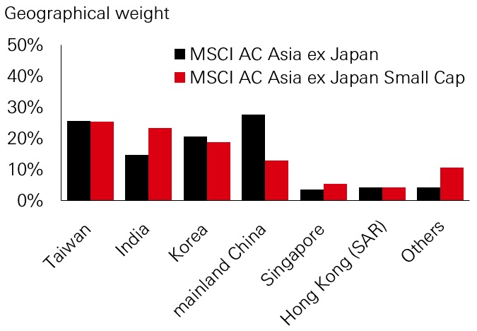 Fig. 5: In Asia’s small cap index, Taiwan, India and Korea represent 60 per cent of the index